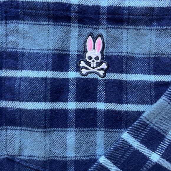 Psycho Bunny Blue Plaid Flannel Shirt 2XL - Picture 5 of 9